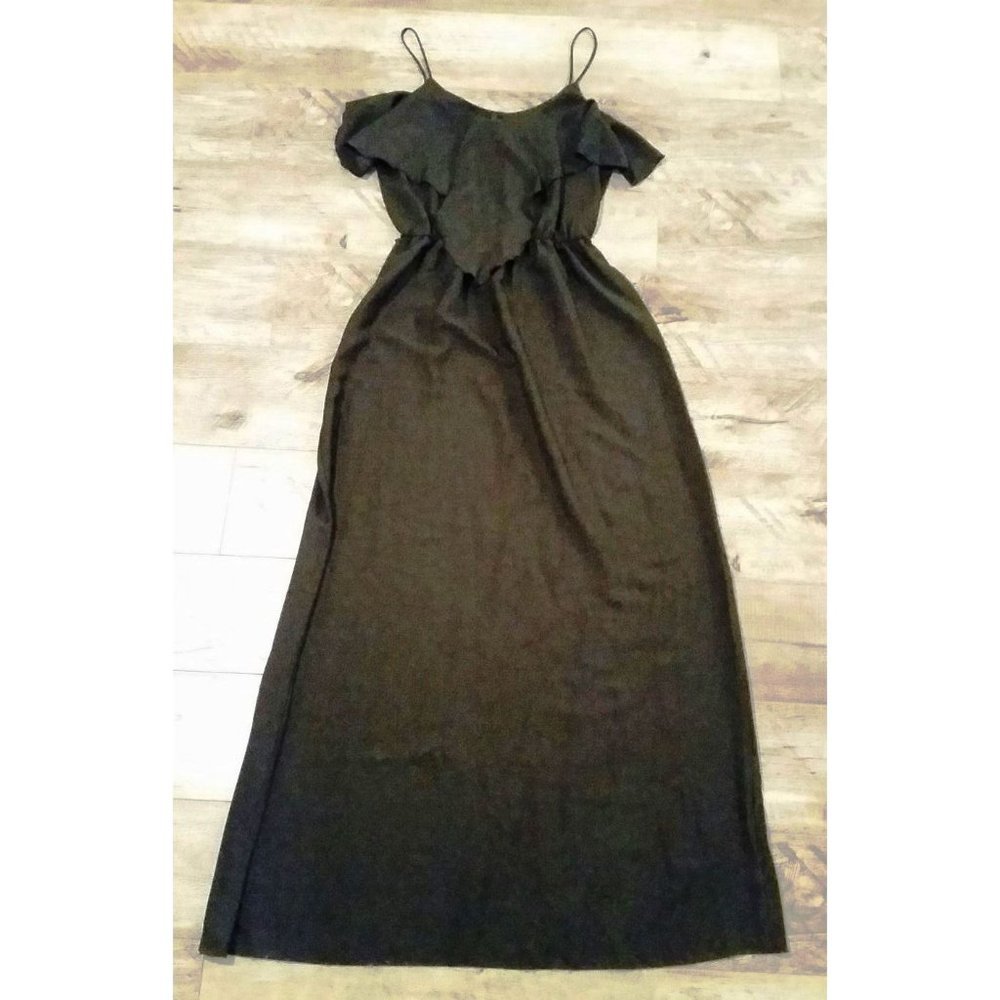 BEHAVE Long  Strappy BLACK Tiered upper DRESS Made in U.S.A ( M )